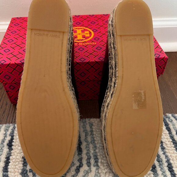 NIB New & Unworn Tory Burch Leather Ines Platform Espadrille- Black Size 7 - Picture 8 of 9
